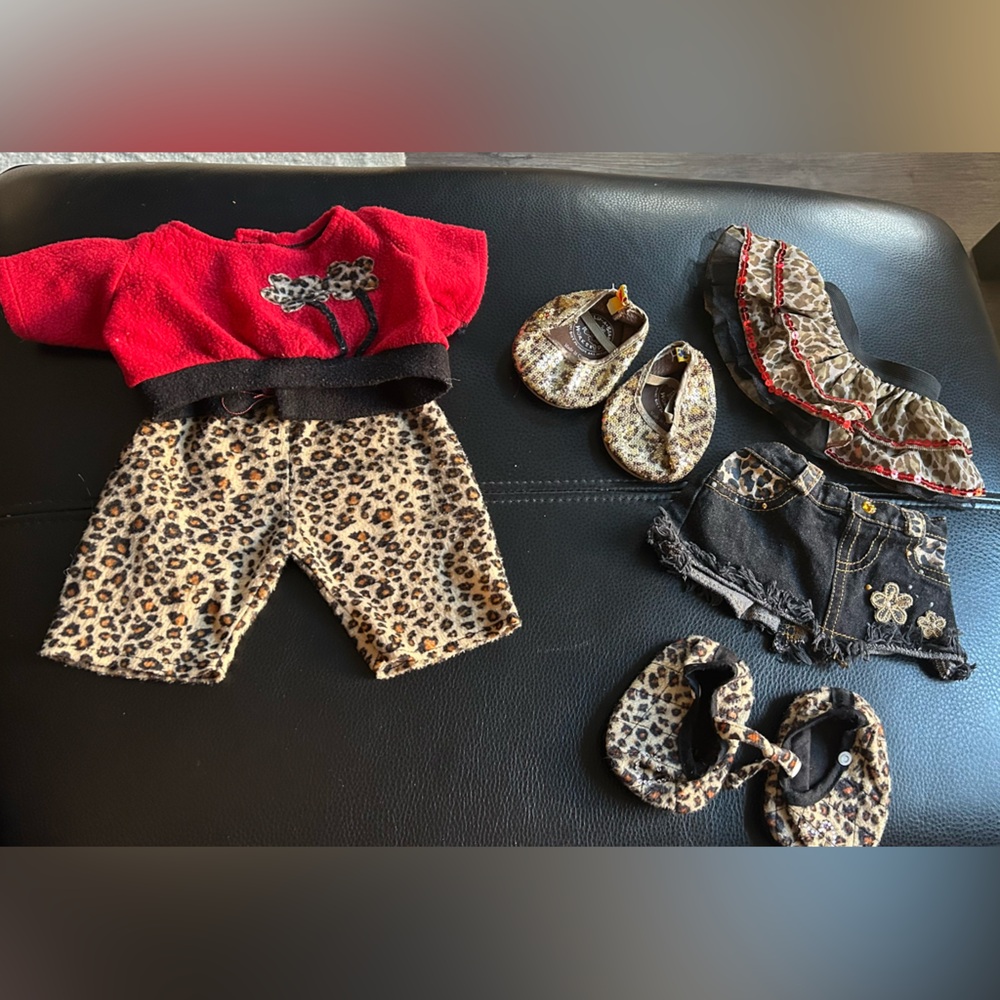Teddy bear Leopard Print teddy bears  Outfit Set with Red Top